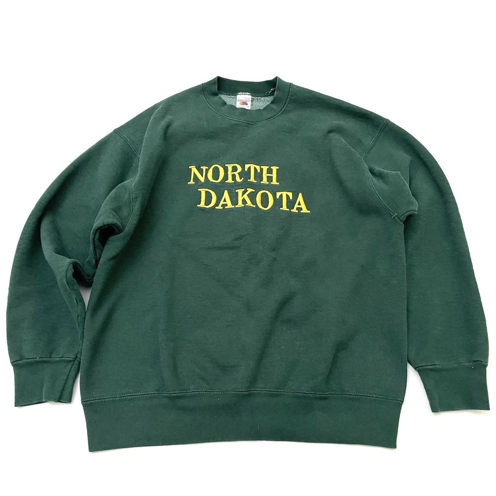 Vintage University Of North Dakota Crewneck Sweatshirt Large Green Made in USA